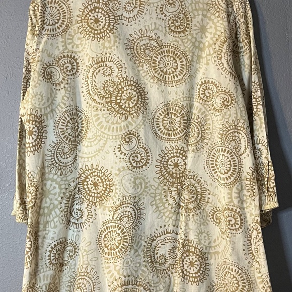 J. Jill Geometric Boho Henley Blouse Women’s Medium 3/4 Sleeve Lightweight - Picture 6 of 6